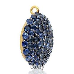0.5ct Natural Blue Sapphire Disc Charm Pendant 925 Sterling Silver Jewelry gift