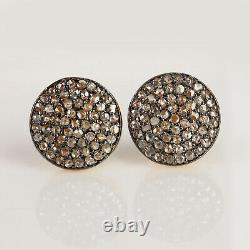 0.75 Diamond Pave 14K Gold Stud Earrings 925 Silver Women's Gift Fine Jewelry