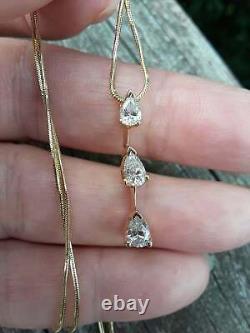 0.90Ct Pear VVS1 Diamond Journey Shape Pendant Jewelry Gift 14K Yellow Gold Over