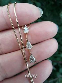 0.90Ct Pear VVS1 Diamond Journey Shape Pendant Jewelry Gift 14K Yellow Gold Over