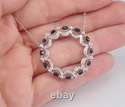 1.20 Ct Marquise Sapphire Diamond Necklace 925 Sterling Silver Jewelry Gift