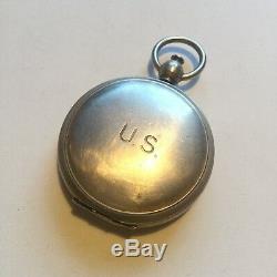 1 Vintage working US Compass Wittnauer Pendant groom gift Silver Hunter case