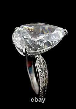 10.4CT 925 Sterling Silver Jewelry White Pear Cut Solitaire Engagement Ring+GIFT