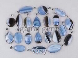 100 Pieces Natural Blue Opal Gemstone Silver Plated Pendant Jewelry For Gift