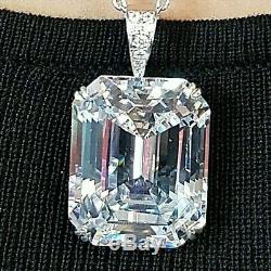 100ct White Emerald Cut Pendant Bail Solid 925 sterling silver jewelry Best Gift