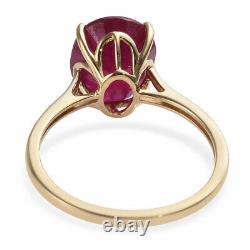 10K Yellow Gold AAA Ruby Solitaire Ring Women Jewelry For Gift Size 10 Ct 5.1