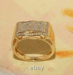 10K Yellow Gold Over Men's Ring 925 Silver Diamond Pinky Ring Gift For Birthday