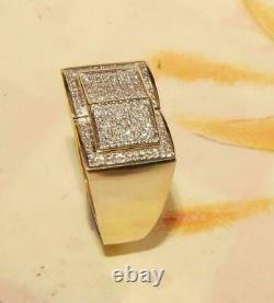 10K Yellow Gold Over Men's Ring 925 Silver Diamond Pinky Ring Gift For Birthday