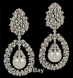10ct Pearl Dangle Earring 925 Sterling Silver New Design Wedding Jewelry Gift