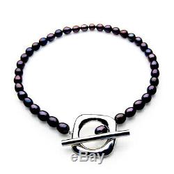 11mm Freshwater Black Pearl Silver Necklace Pacific Pearls Gifts For Girlfriend