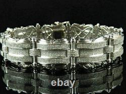 12.59 Ct Round Cut Diamond Pave Bracelet Jewelry Gift Men's 14K White Gold Over