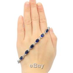12x6mm Luxury Tanzanite CZ Gift Woman's Jewelry Making Silver Bracelet 7-8.0