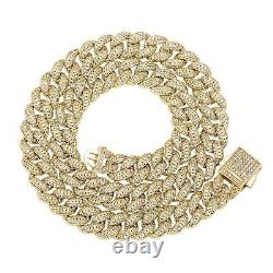 14K Gold 10MM Moissanite Chokers Necklace Buckle Chain Jewelry Hip Hop Mens Gift