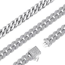 14K Gold 10MM Moissanite Chokers Necklace Buckle Chain Jewelry Hip Hop Mens Gift