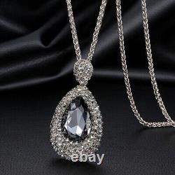 14K Silver Water Droplets Necklace Pendant Jewelry Silver Women 925 Gift Chain