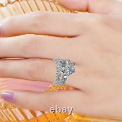 14K White Gold Plated Silver 2Ct Simulated Diamond Bridal Set Ring Jewelry Gift