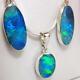 14ct Sterling Silver Australian Opal Earrings Pendant Inlay Jewelry Gift Set A01