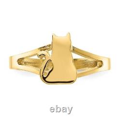 14k Yellow Gold Cat Ring Animal Fine Jewelry Women Gifts Her