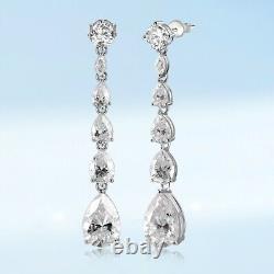 16.98cttw D VVS1 Moissanite Drop Earrings Long Tassel Jewelry Gift S925 Silver