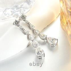 16.98cttw D VVS1 Moissanite Drop Earrings Long Tassel Jewelry Gift S925 Silver