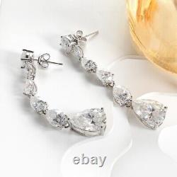 16.98cttw D VVS1 Moissanite Drop Earrings Long Tassel Jewelry Gift S925 Silver