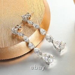 16.98cttw D VVS1 Moissanite Drop Earrings Long Tassel Jewelry Gift S925 Silver