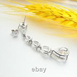 16.98cttw D VVS1 Moissanite Drop Earrings Long Tassel Jewelry Gift S925 Silver