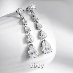 16.98cttw D VVS1 Moissanite Drop Earrings Long Tassel Jewelry Gift S925 Silver