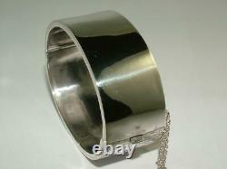 1883 VICTORIAN SOLID STERLING SILVER HINGED BANGLE BRACELET 28 g SUPER EXAMPLE