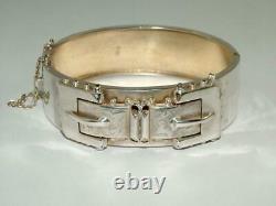 1886 Victorian Double Buckle Bangle Solid Silver Hinged Bracelet Full Hallmarks