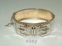 1886 Victorian Double Buckle Bangle Solid Silver Hinged Bracelet Full Hallmarks