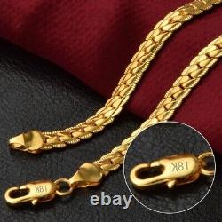 18K Gold & 925 Silver Figaro Chain Necklace Unisex Wedding Jewelry Gift