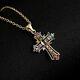 18K Gold Diamond Plated Cross Pendant Silver Sterling Necklace 925 Jewelry Gift