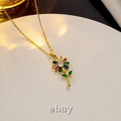 18K Gold Flower Plated Necklace Jewelry Chain Gold 925 Women Fashion Love Gift