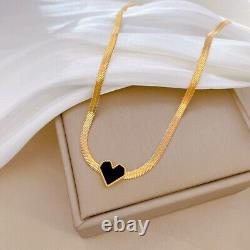 18K Gold Plated Heart Necklace Jewelry Chain Gold 925 Women Fashion Love Gift CZ