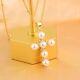 18K Gold Plated Pearls Cross Pendant Silver Sterling Necklace 925 Jewelry Gift