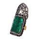 18K Gold Silver Diamond Emerald Long Ring Carving Jewelry Halloween Sale Gift