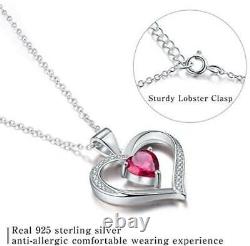 18K White Gold Plated CZ Heart Necklace Crystal Jewelry Christmas Gift For Girls