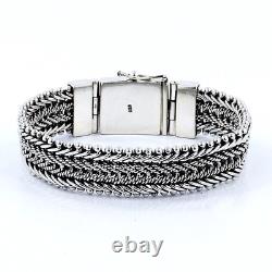 18MM Gorgeous Men's Oxidized Pure 925 Silver Chain Bracelet Wedding Jewelry Gift
