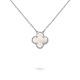 18k Gold Overlay Milgrain Bezel Set Clover Gemstone Pendant Necklace