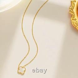 18k Gold Overlay Milgrain Bezel Set Clover Gemstone Pendant Necklace