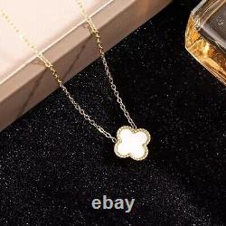 18k Gold Overlay Milgrain Bezel Set Clover Gemstone Pendant Necklace