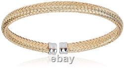 18k Gold Plated Sterling Silver Weave Cuff Bracelet Jewelry Gift For Women
