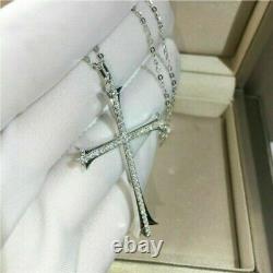 1Ct Round Simulated Diamond Cross Shape Pendant Jewelry Gift 925 Sterling Silver