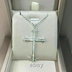 1Ct Round Simulated Diamond Cross Shape Pendant Jewelry Gift 925 Sterling Silver