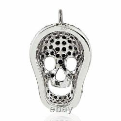 2.00 CT Black Diamond Skull Pave Charm Pendant 925 Silver Jewelry Halloween Gift