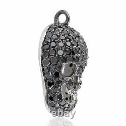 2.00 CT Black Diamond Skull Pave Charm Pendant 925 Silver Jewelry Halloween Gift
