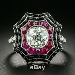 2.53 tcw Vintage Artdeco Spider web ruby onyx Engagement Ring In 925 Silver Gift