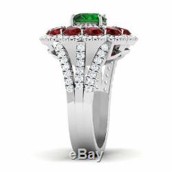 2.55 ct Green Round Cut Flower Engagement Wedding Ring In 925 Silver Gift Womens