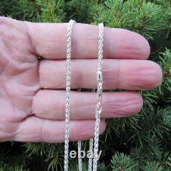 2.5MM Solid 925 Sterling Silver Italian SPIGA/WHEAT Rope CHAIN Necklace Italy